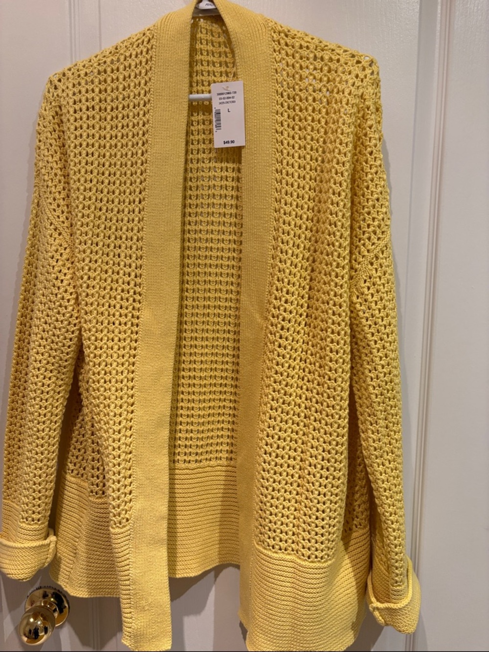 Yellow Open-Weave Women's Cardigan Sweater